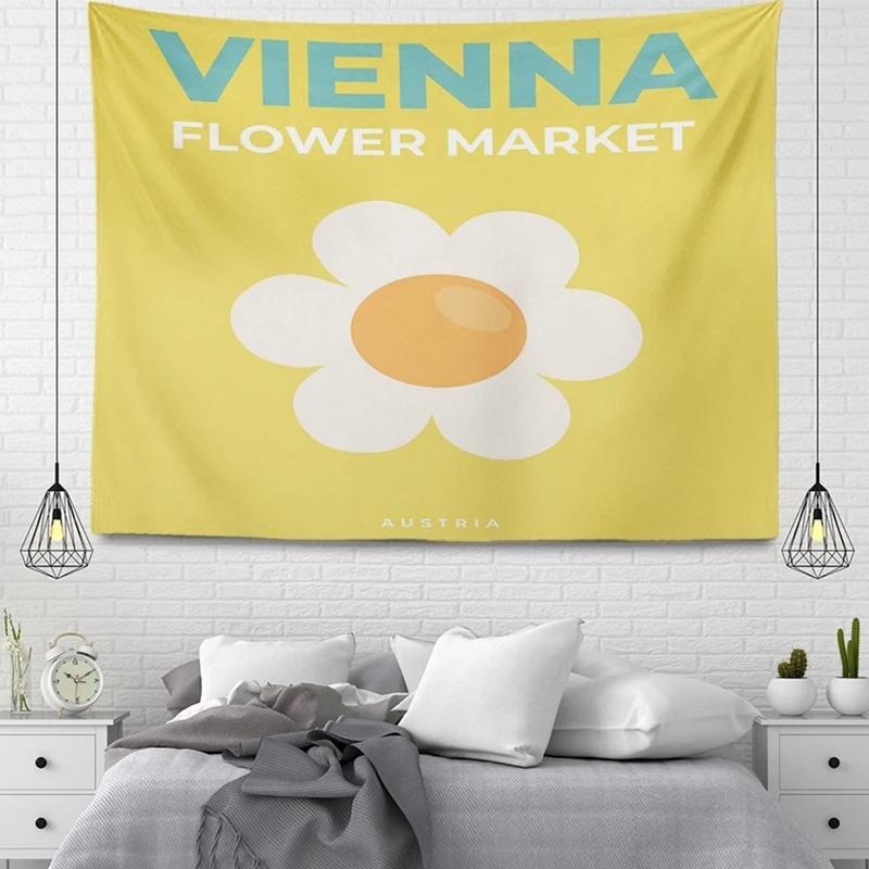 Office Living Room Tapestry Simple Flower Cartoon Hanging Cloth Home Wall Decoration Tapestry