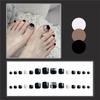 24pcs Fake Toenails Black Silver Rhinestone Toe Nails Artificial Press On Nail Tips Full Cover False Nail Foot Nail Art For Girl