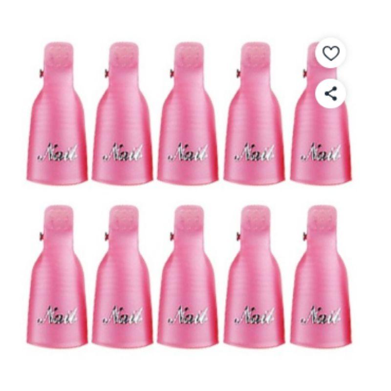 Gel Nail Soak Off Removal Clips 10pcs Pink Nail Polish Remover Clips