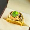 Peridot Oval Cut With 925 Sterling Silver Gold Plated Ring For Men's #B449 JL375683860717
