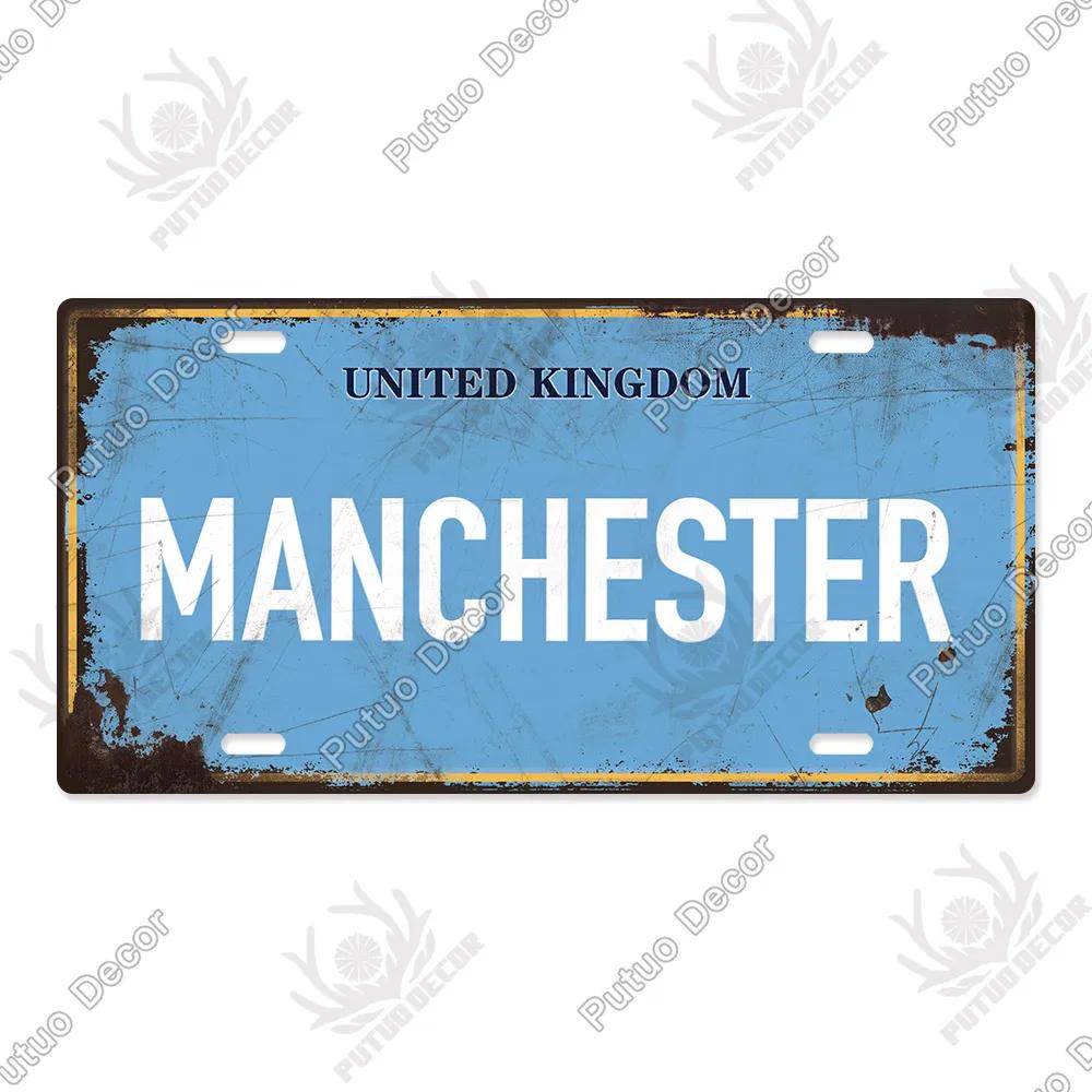 Putuo Decor Stadt Metallschild Plakette Metall Vintage Kennzeichen Blechschild Wanddeko für Man Cave Pub Bar Dekoration
