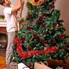 6Pcs 4/5/6/8CM Flocked Christmas Balls Christmas Decorations Hanging Balls Christmas Tree Ornaments