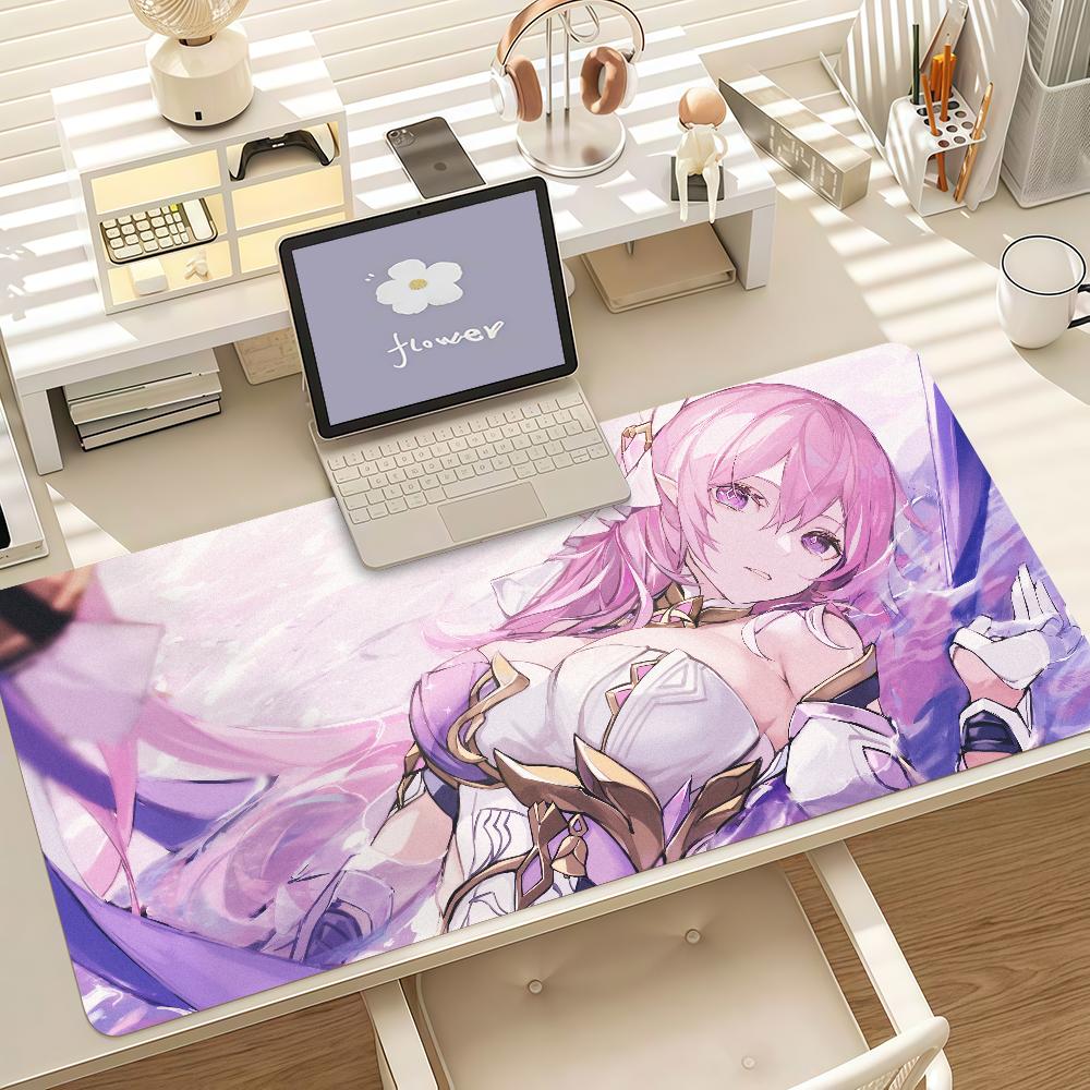 Game Genshin Impact Elysia Mouse Pad Anti Slip Rubber Edge Locked Thickened Laptop Gaming Desk Mat