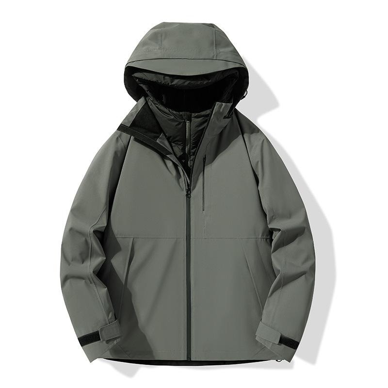 Winter Quality Couple Three-in-one Tibetan Hat Down Solid Color Jacket Sports Outdoor Jacket