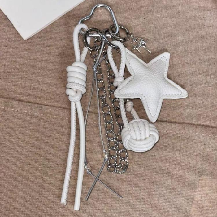 Handmade Star Key Ornament Alloy and PU Bowknot Key Holder Rope Key Accessories Suitable for Party or Room Decorating