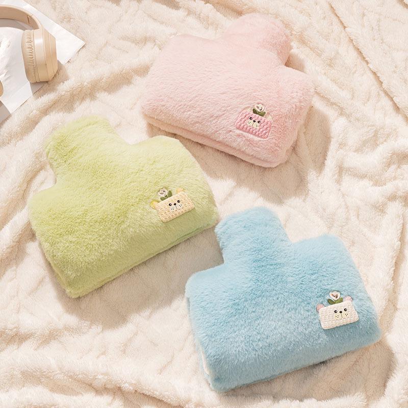 Dual Hand Insert PVC Hot Water Bottle with Removable Plush Cover – Explosion-Proof, Thickened, For Safe Warm Compress and Hand Warmer Use.