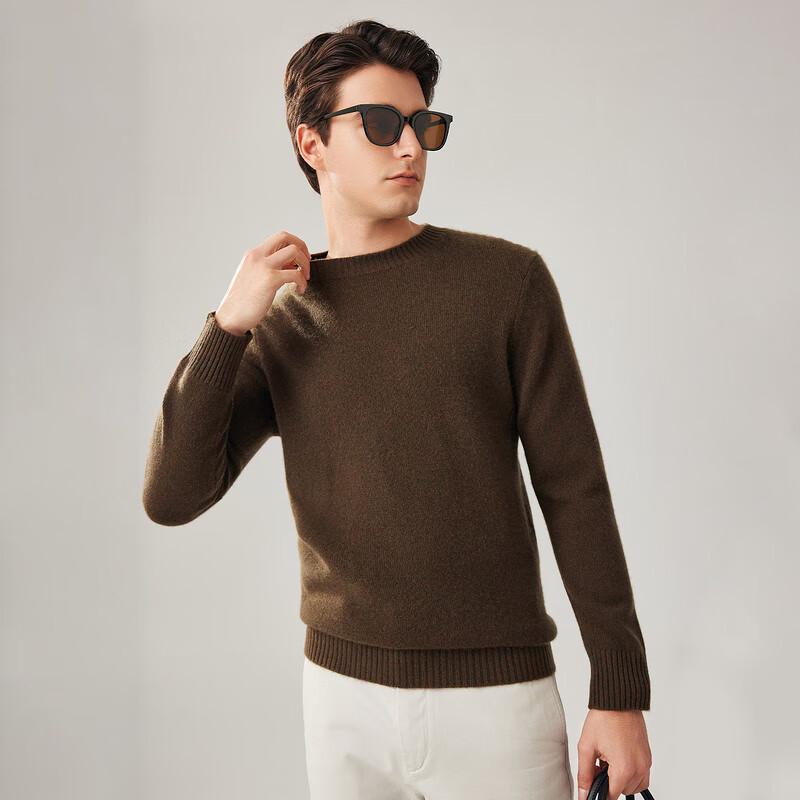 Zhaojun Men's 100% Cashmere Round Neck Sweater