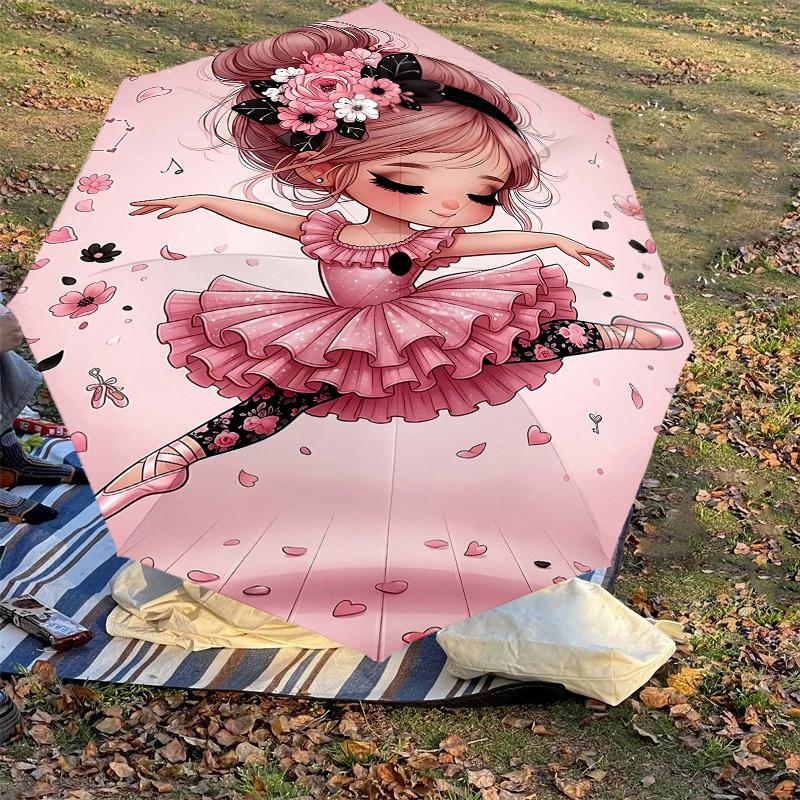 1PC Ballet Dancer Umbrella-8-Rib Reinforced, Automatic Open, Lightweight & Durable, Fashion Accessory for Outdoor, H0331