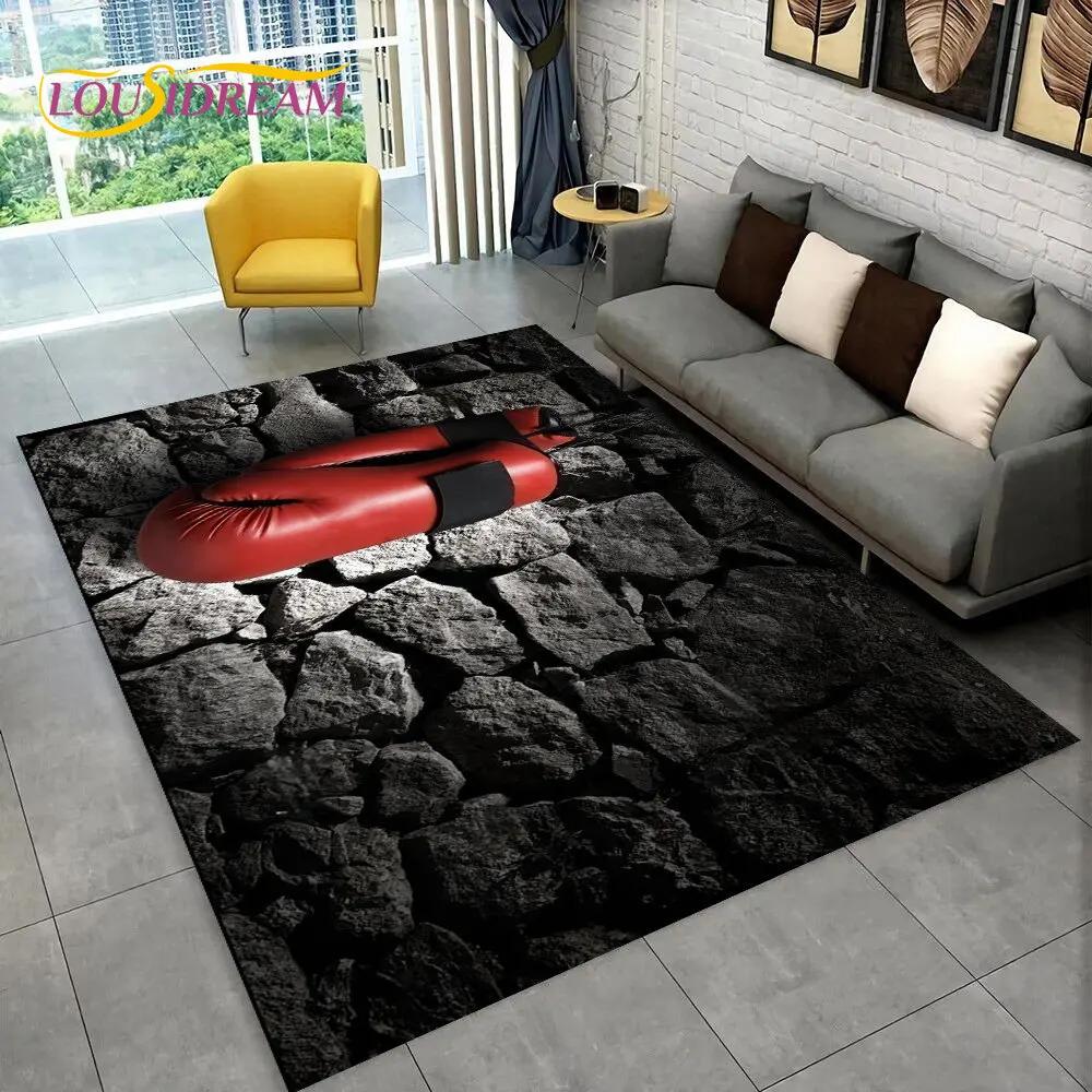 3D Boxing Gloves Boxer Fight Area Rug Large,Carpet Rug for Living Room Bedroom Sofa Doormat Decoration,kids Non-slip Floor Mat