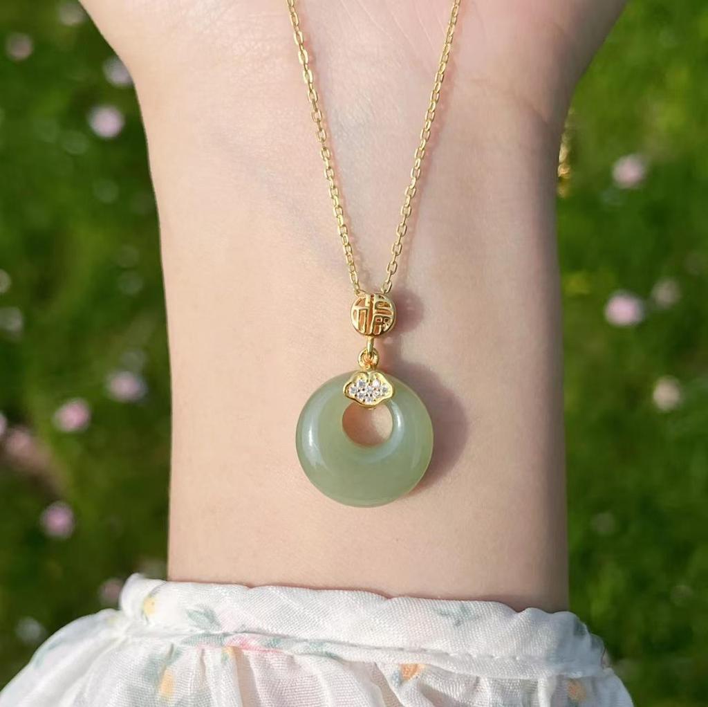 2024 Ruyi Ping An Kou Necklace: Hetian Jade Pendant - Chinese Style Gift for Girlfriend or Mother