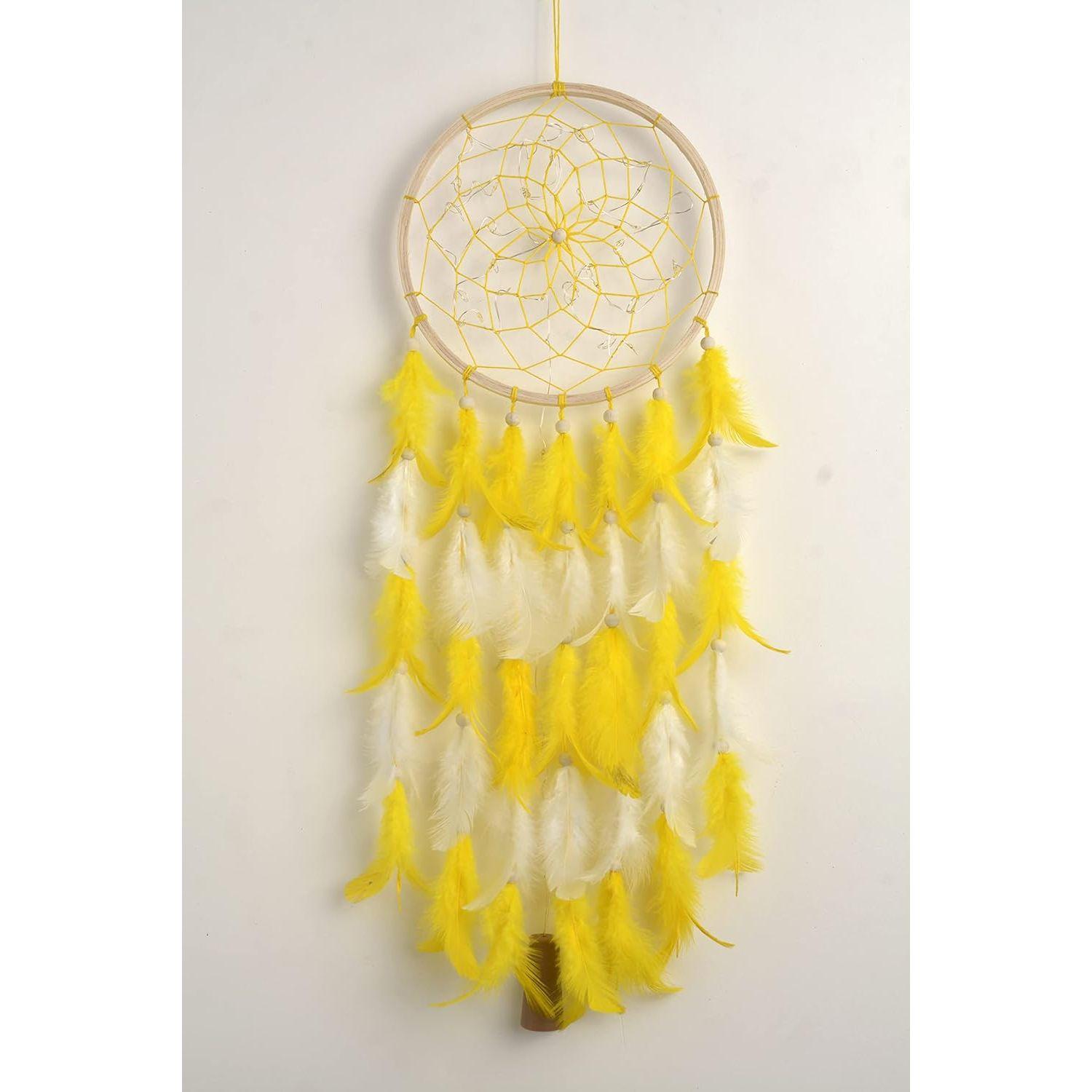 

Деревянный Ловец снов ручной работы для спальни, гостиной, домашнего декора со светом, декоративный элемент, излучающий положительную энергию | Рустикальное бохо настенное украшение