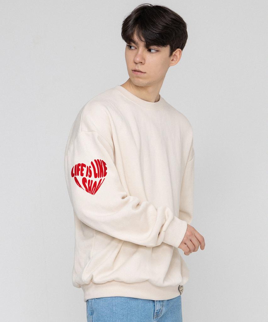 GRAVER [Unisex] Multi Life Logo Heart Sweatshirt_Cream
