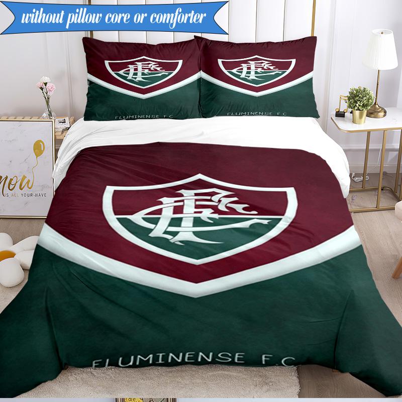 3PCS Soccer Club Emblem Design Printed Soft Bedding Set,Including 1pc Duvet Cover And 2pcs Pillowcases Perfect for Bedroom, Dormitory, Fan Gift