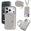 Crossbody Long Lanyard Leather Cards Solt Wallet Case For iPhone 17 Pro Max 16 Plus 15 14 13 Built in Makeup Mirror Bag Cover