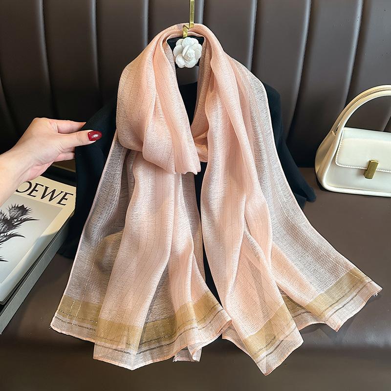 Long Silk Wool Scarf Shawls And Wraps For Women Solid Foulard Pashmina Poncho Female Summer Sunscreen Scarves Hijab Bandana