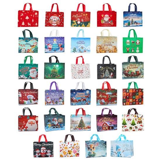 Christmas Gift Bags Large Reusable Tote Bag with Handles Non-Woven Christmas Grocery Shopping Bag for Holiday Xmas Party Supplies