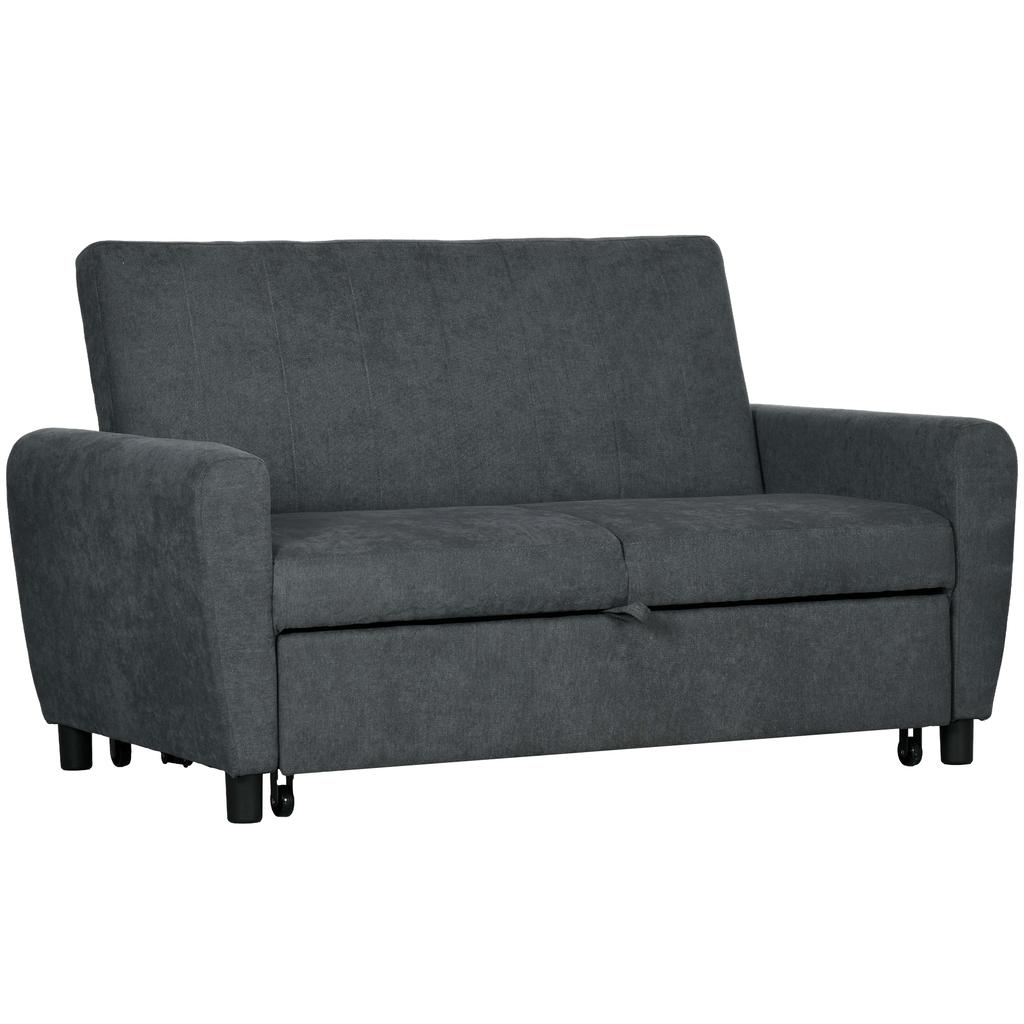 Clic Clac Sofa Bed with Backrest Adjustable On 3 Levels, In Velvet-Effect Fabric, 148x87x88 Cm, Grey