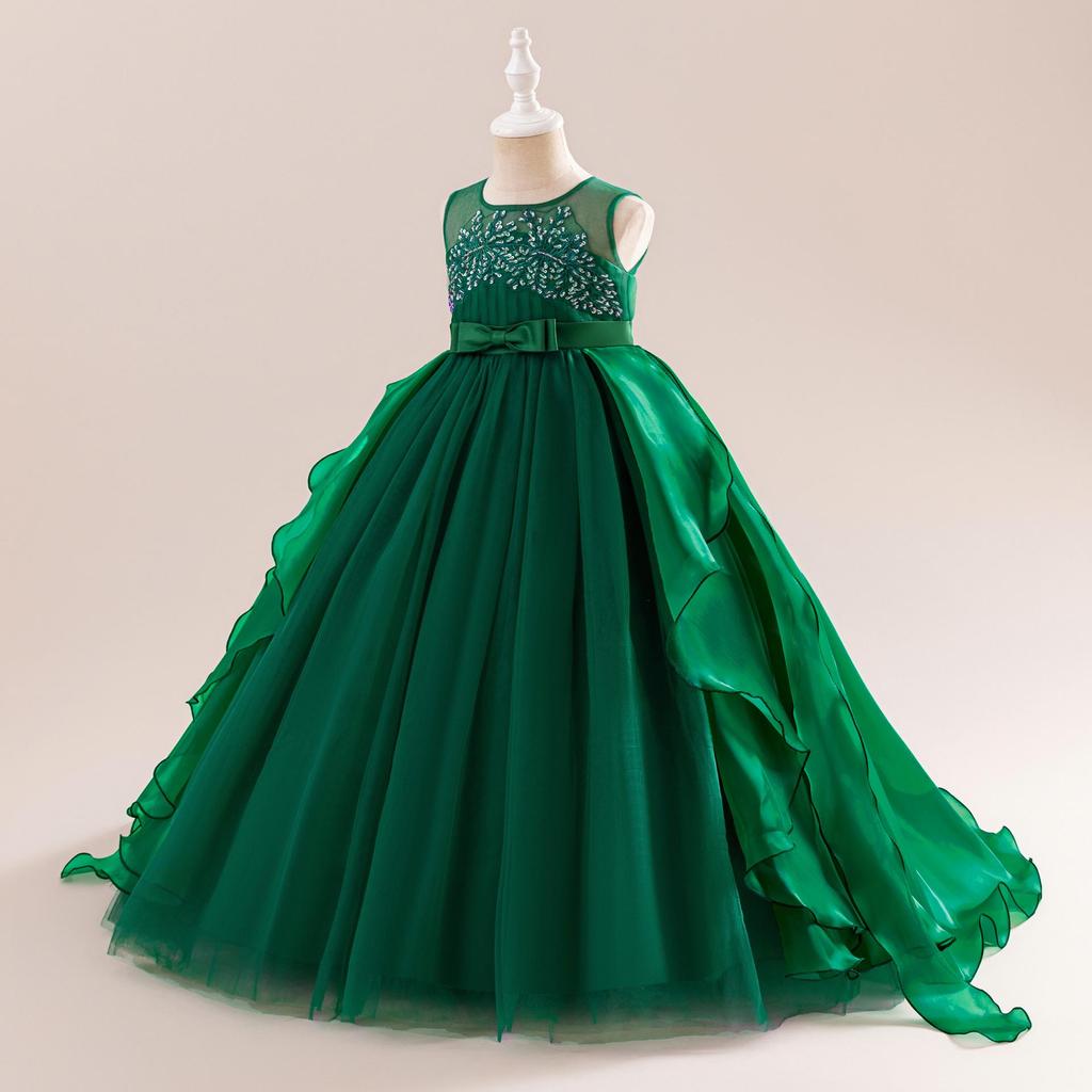 Stylish Princess Fluffy Yarn Evening Dress for Girls – Perfect for Catwalk, Hosting, or Piano Performances