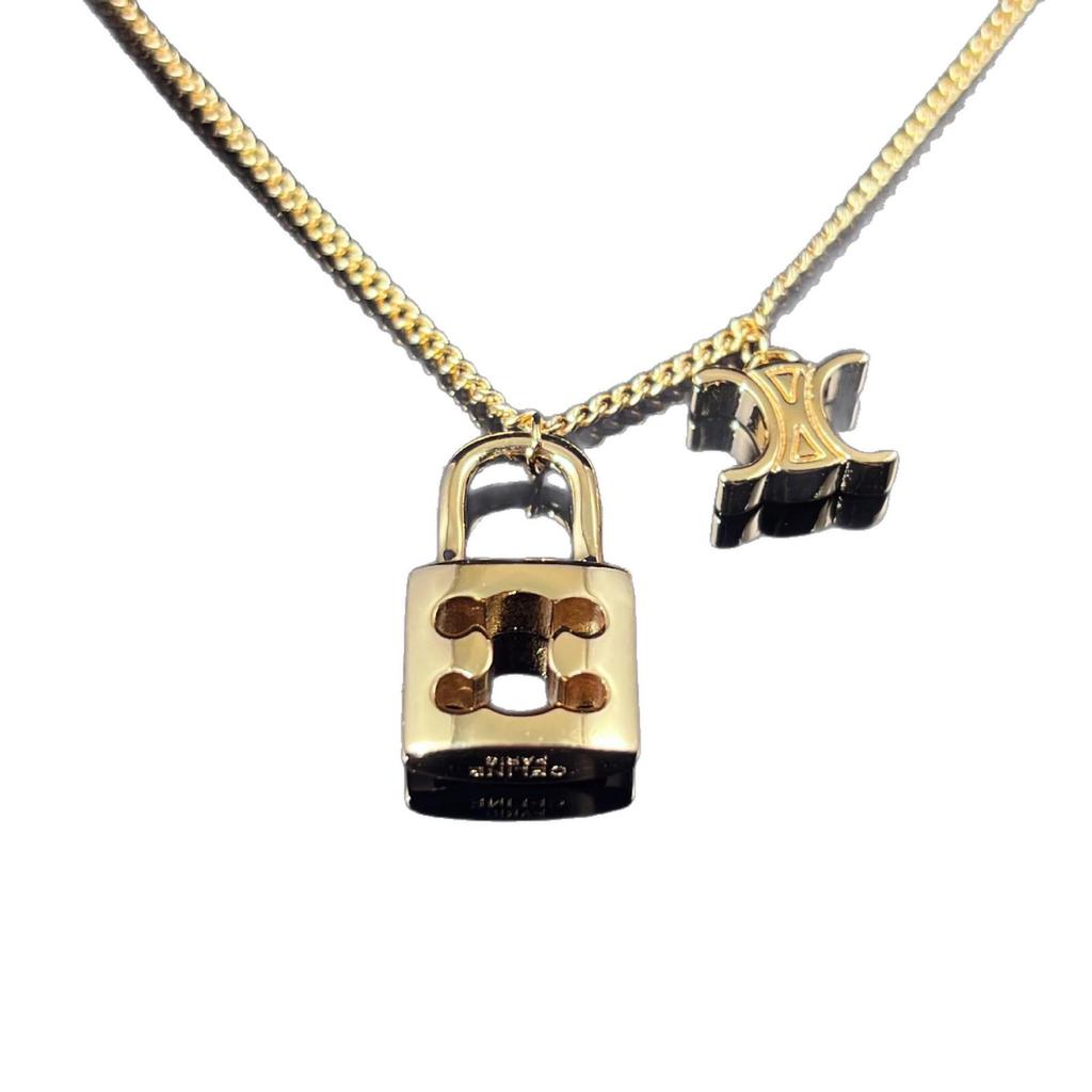 Women's Arc De Triomphe Openwork Padlock Pendant Necklace - European & American Fashion, Light Luxury Clavicle Chain