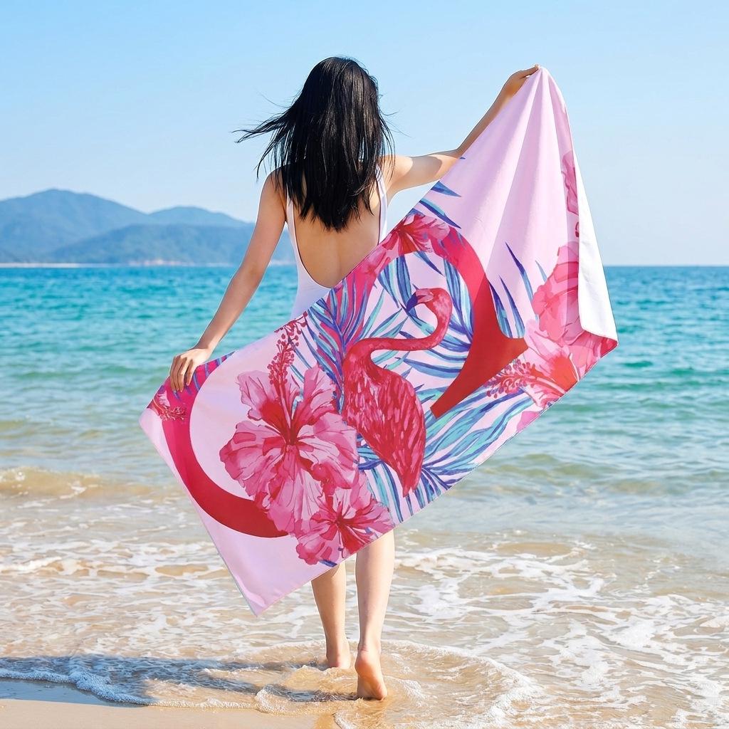Double-Sided Plush Microfiber Beach Towel, 70x150cm - Quick-Drying, Skin-Friendly, Portable Shawl