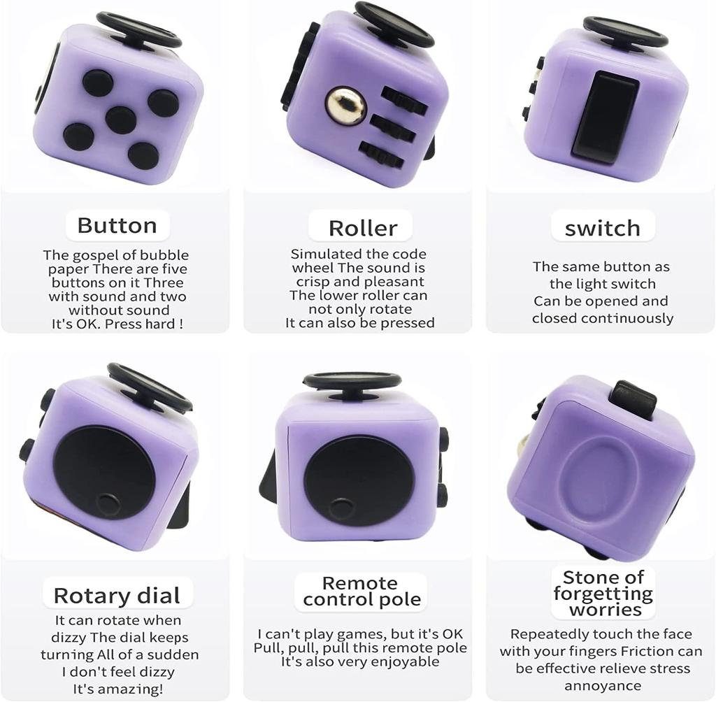 6-In-1 Fidget Cube Toy Hand Spinner For Anti-Stress/Anti-Anxiety Fidget Toys For Children,Teen,Adult-3.4Cm 40G Multiple Color