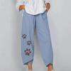 Women's Summer Casual Loose Cotton And Linen Embroidered Wide-leg Pants
