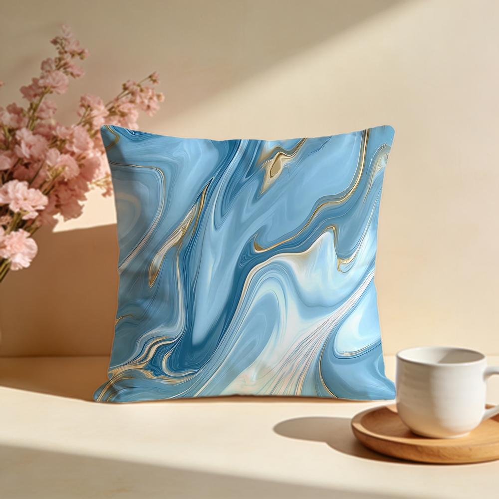 Frosty Blue Liquid Flame Cushion Cover Soft Pillow Cases for Home Bedroom Living Room Sofa