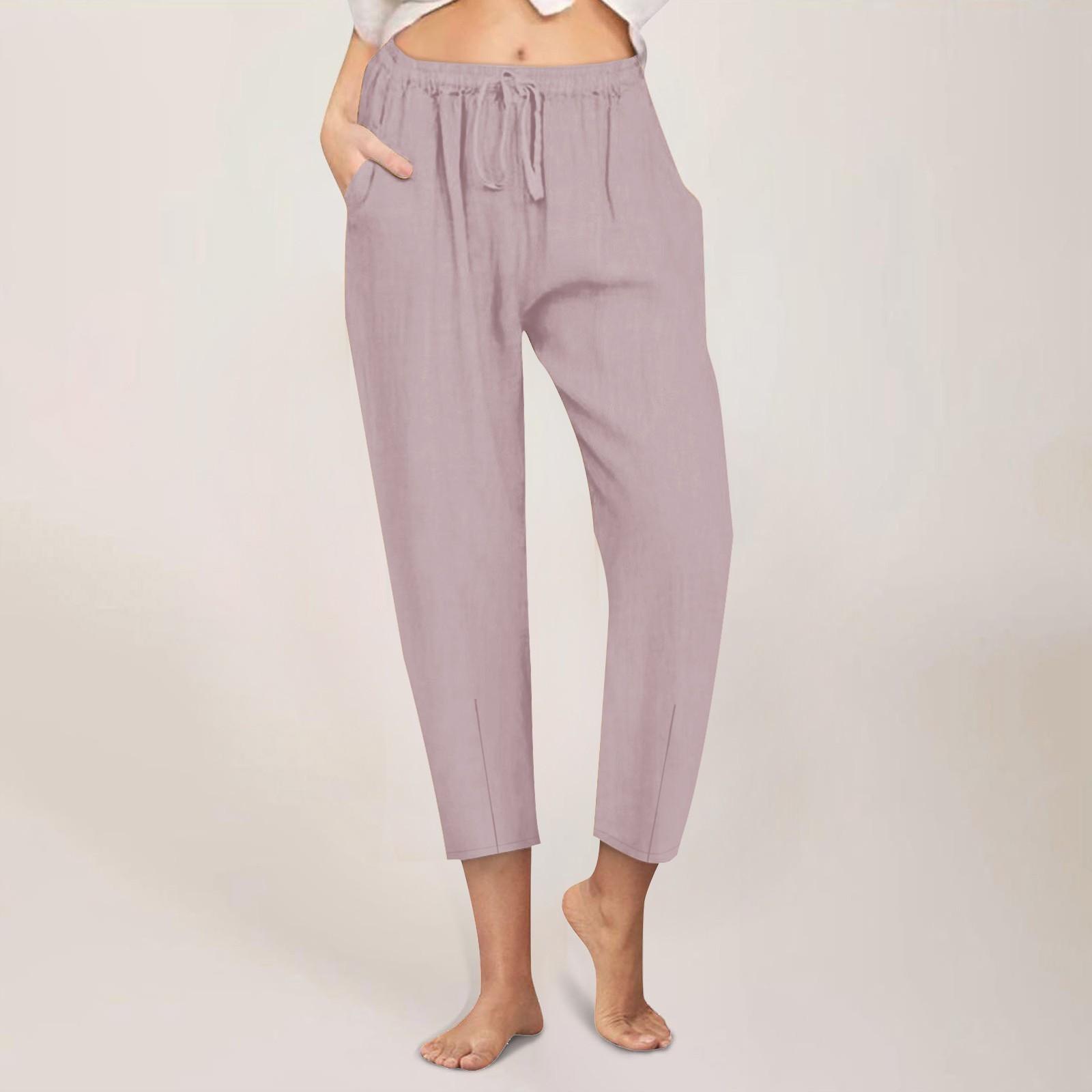 

Женские повседневные прямые брюки, однотонные повседневные брюки на 9 очков с карманами XXL розовый