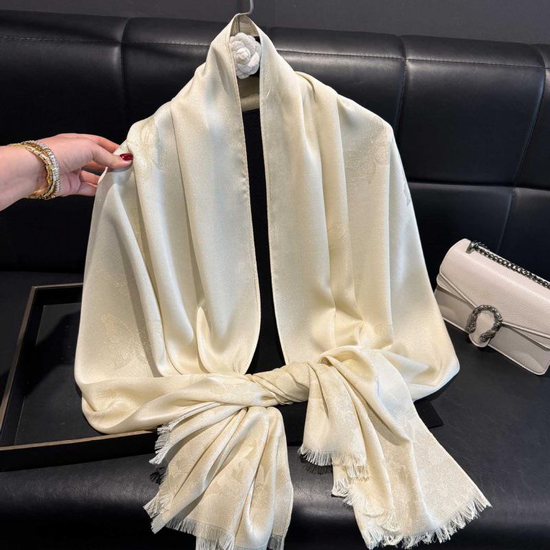 Thin Scarf Spring and Summer Shawl Exterior  New Ethnic Fashionable Imitation Silk Scarf  Photo Travel Beach Towel