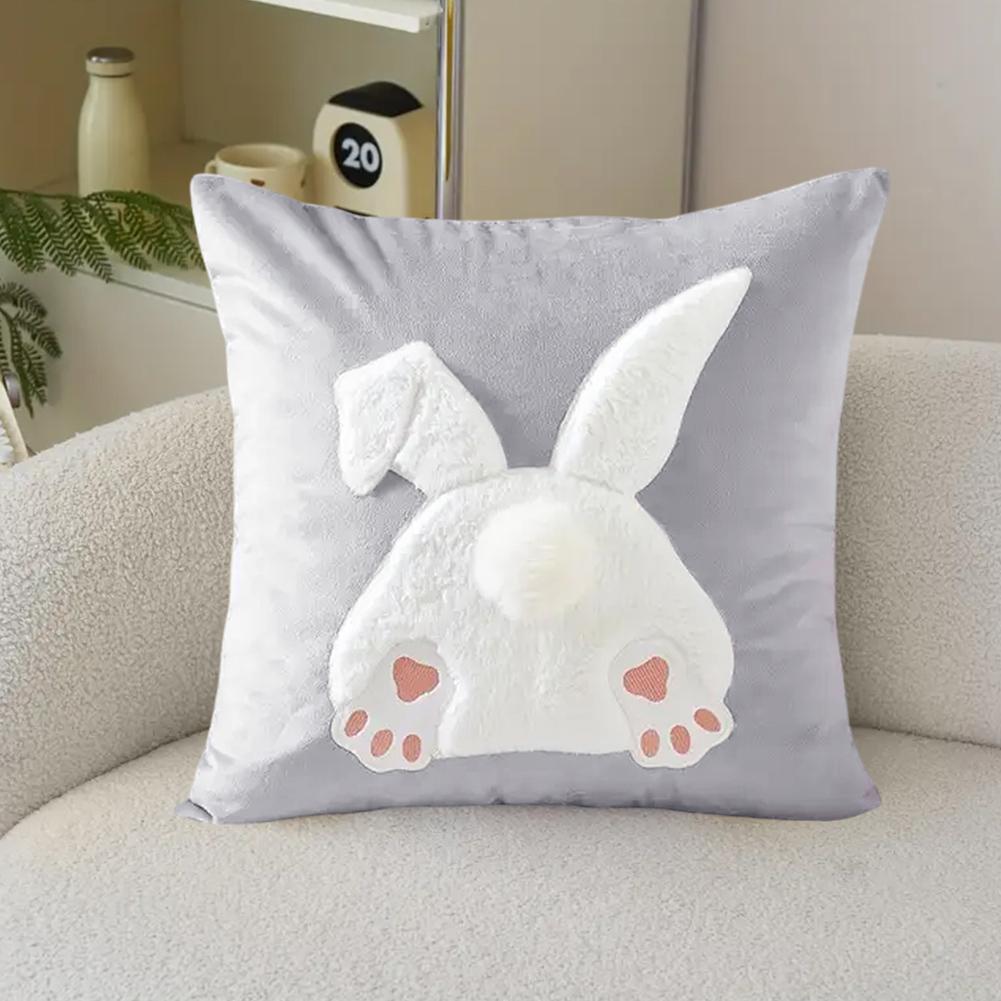 2/1pcs Easter Funny Bunny Throw Pillow Covers Decoration Sofa Rabbit Soft Pillowcase Case Couch Cushion Cover Home Decor 45x45cm