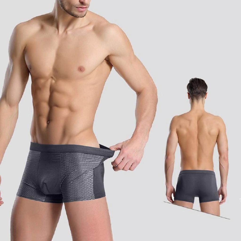 4dílné spodní prádlo plus size pro muže, síťované spodní prádlo, pánské boxerky, bambusové vlákno, pánské boxerky, prodyšné jednobarevné spodní prádlo