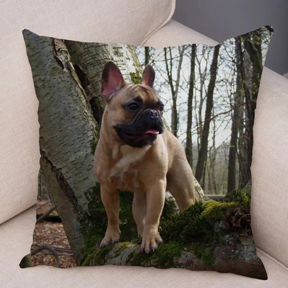 Home Decor Cute Pet Mini French Bulldog Pillowcase Sofa Car Decoration Animal Dog Cushion Cover Printed