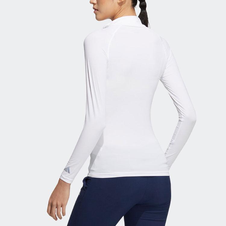 Adidas Solid Color High Neck Long Sleeve T-Shirt Women Tops White HT0024