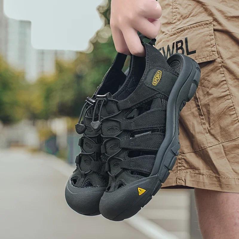 Fashion Men's Casual Mesh Outdoor Beach Sandals Light Breathable Shoe for Men Anti-slip Waterproof Sandal Man Comfortable Shoes