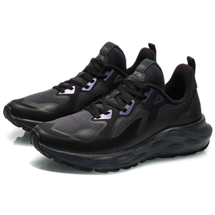 New LiNing Cloud Shield Cushioning Anti Slip And Wear Resistant Low Top Running Shoes Men's Black ARHQ143-2