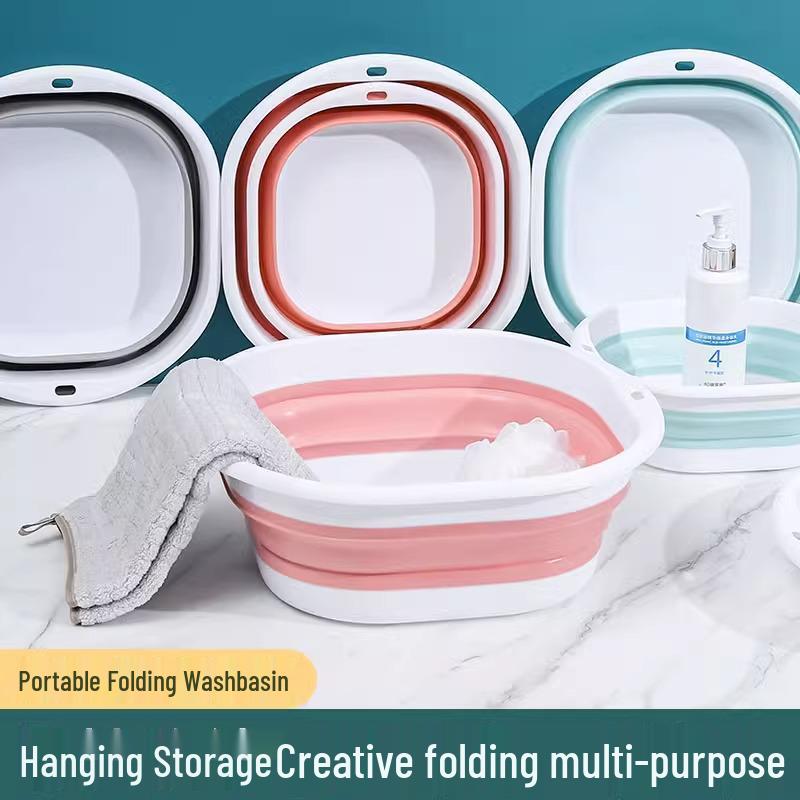 

Складной набор для умывания: Компактный, готовый к путешествиям, 3-секционный пластиковый таз для младенцев и детей, доступен в размерах малый, средний и большой. Large Pink Blue White [Includes 1 Hook]