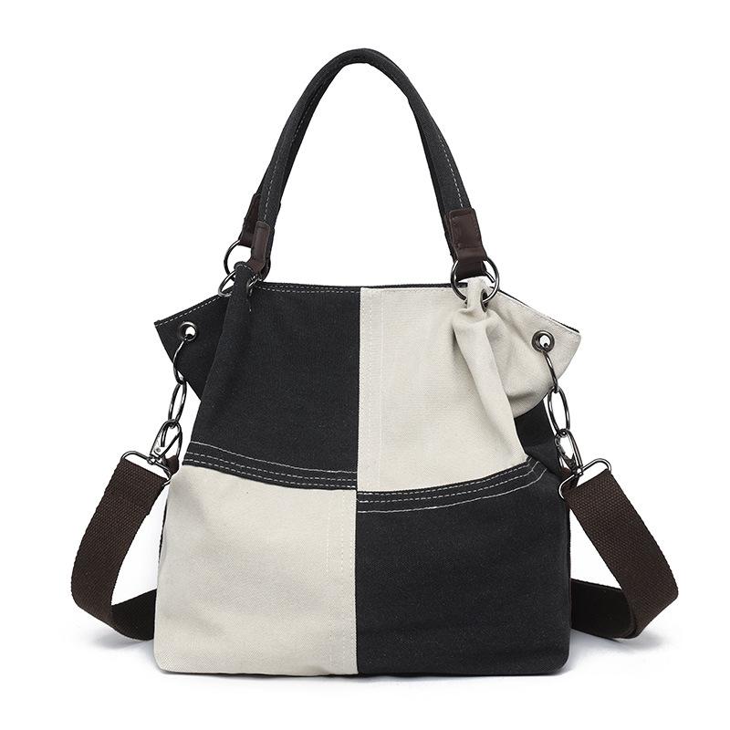 Tote Women's Bag New Canvas Retro Shoulder Bag Simple and Fashionable Versatile Women's Commuter Bag Large-capacity Messenger Bag