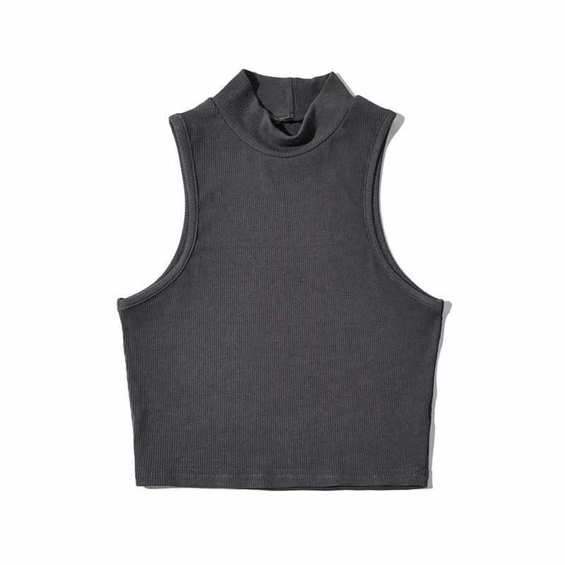 Women's Sleeveless Stand-Collar Slim-Fit Knit Tank Top