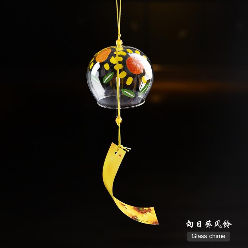 Japanese Style Cute Wind Chime Handmade Glass Painted Hanging Ornament Creative Gift for Girls