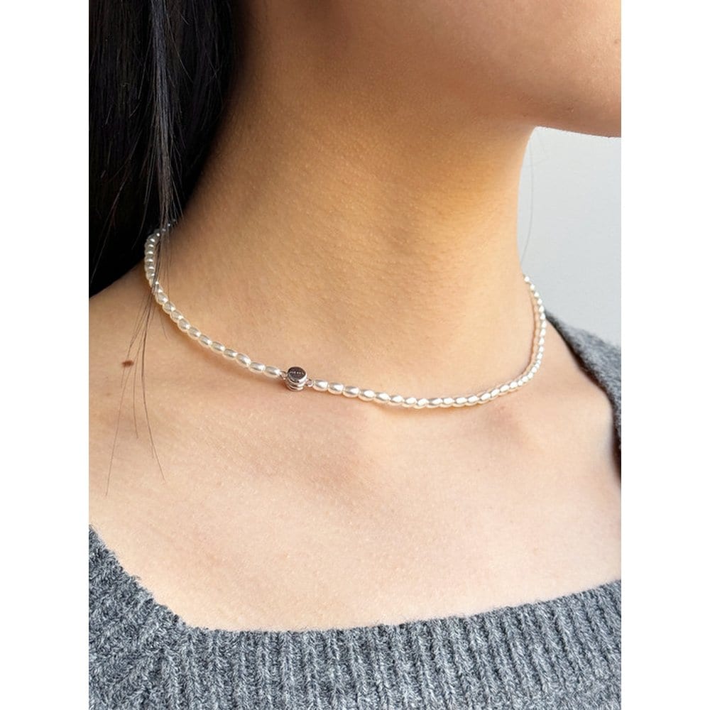 [Byhyeres] (W) Rice Pearl Macaron Necklace 4Mm Bh7N4A724Wb400