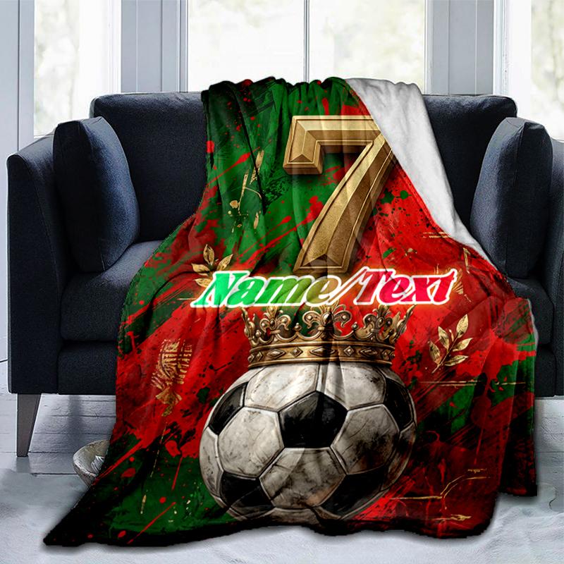1PC Custom Name Soccer Legend Number outdooor Flannel blankets Throw Blanket All-Season Throw Gift Bedspread for Couch, Bed, Camping Holiday Birthday