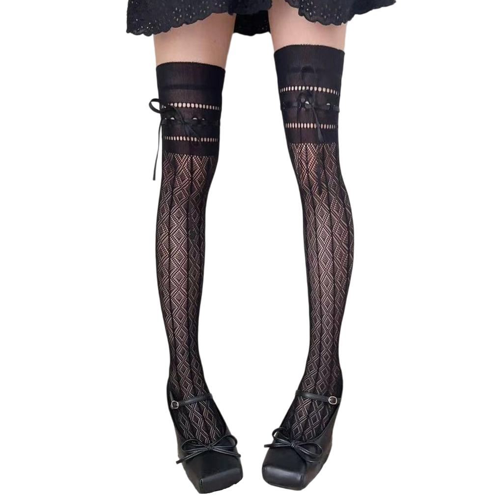 Fishnet Stockings Ballet Laced Up Thigh High Stockings Nylon Over the Knee Socks for Women Girls