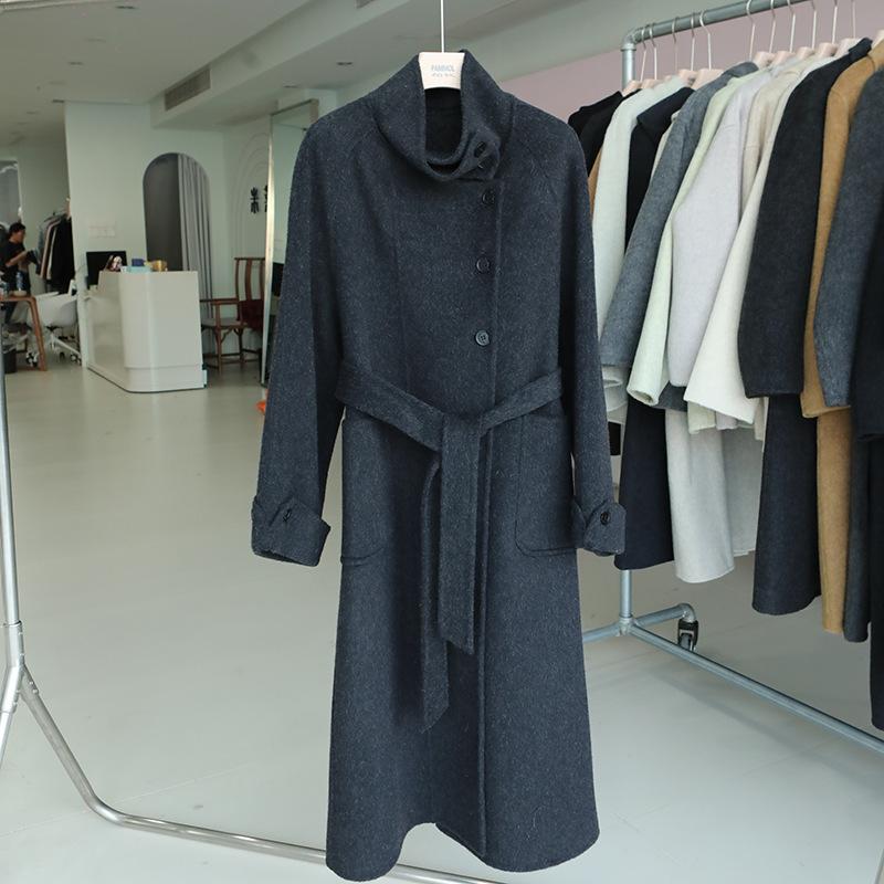 

Осень и зима новое шерстяное пальто женское двустороннее шерстяное пальто женское свободное темпераментное двустороннее шерстяное пальто M recommends 125-145 easy to wear чёрный