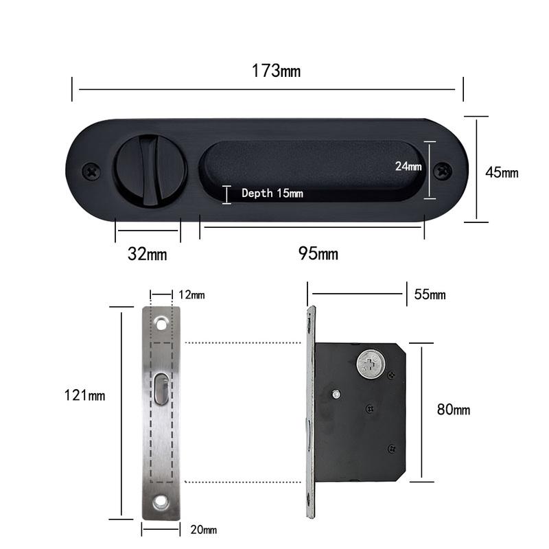 YOUTHUA Sliding Barn Door Locks Invisible Door Handle for Wooden Sliding Pocket Door Latch Furniture Hardware 17cm Door Locks