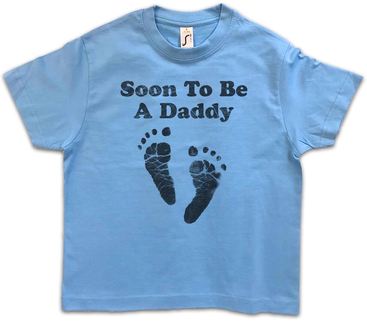 СКОРО СТАНЕТ ПАПОЙ Детская Футболка для Мальчиков Отец Ребенок Новорожденный Слово День Отца- 120