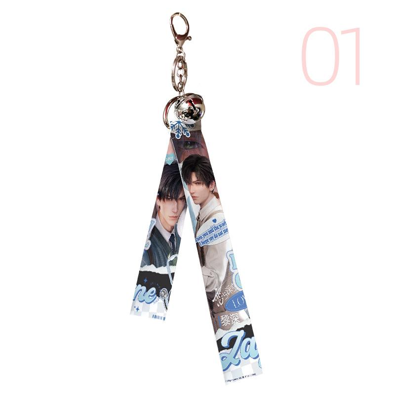 

Anime Game Love and Deepspace Sylus Ribbon Hanging Keychian Bai ChuNian Figures Keyring Student Pendant Decor Fans Xmas Gift