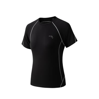 Short Sleeve Knitted T-Shirt Summer Running Training Women Tops Basic-Black 962625106-4