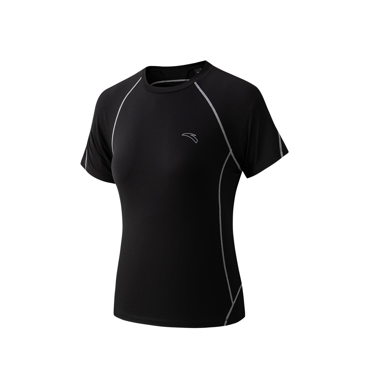 

Anta Short Sleeve Knitted T-Shirt Summer Running Training Women tops Basic-Black 962625106-4 XL