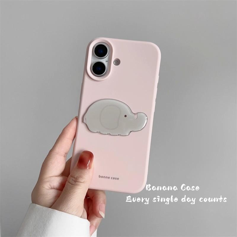 

Ins Style Cute Little Gray Elephant 15pro Max for Apple 17 Mobile Phone Case Silicone for IPhone14 for 13 Three-dimensional Stickers For iPhone 11 Pro Max