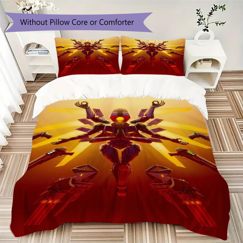 ULTRAKILL Pattern Bedding,Quilt Set Quilt Cover Pillowcase Home Birthday Gift(1 * Duvet Cover + 2 * Pillowcase, Without Core)_lx